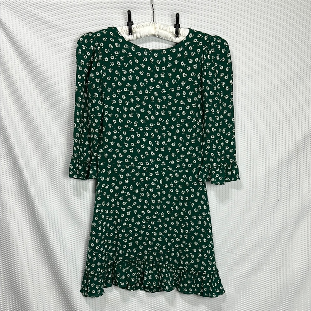 Reformation Green Floral Mini Dress